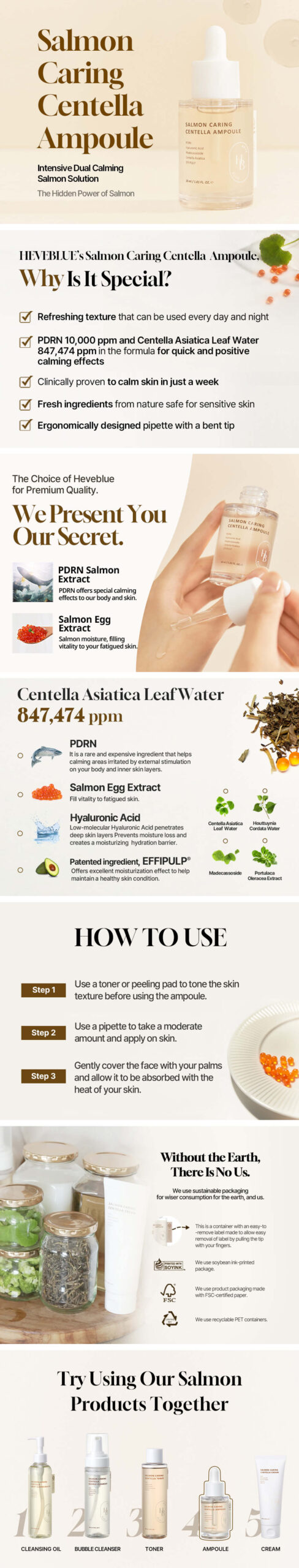 HEVEBLUE Salmon Caring Centella Ampoule 30ml - Image 2