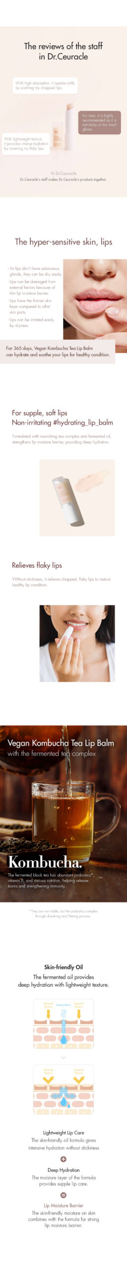 DR. CEURACLE Vegan Kombucha Tea Lip Balm 3,7g - Image 3
