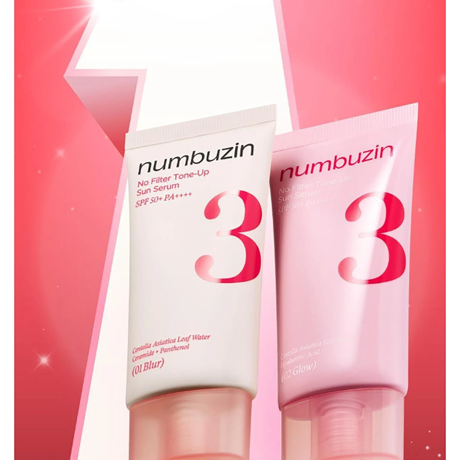 Numbuzin No.3 No Filter Tone-Up Sun Serum 02 Glow SPF50+ PA++++ 50ml - Image 2