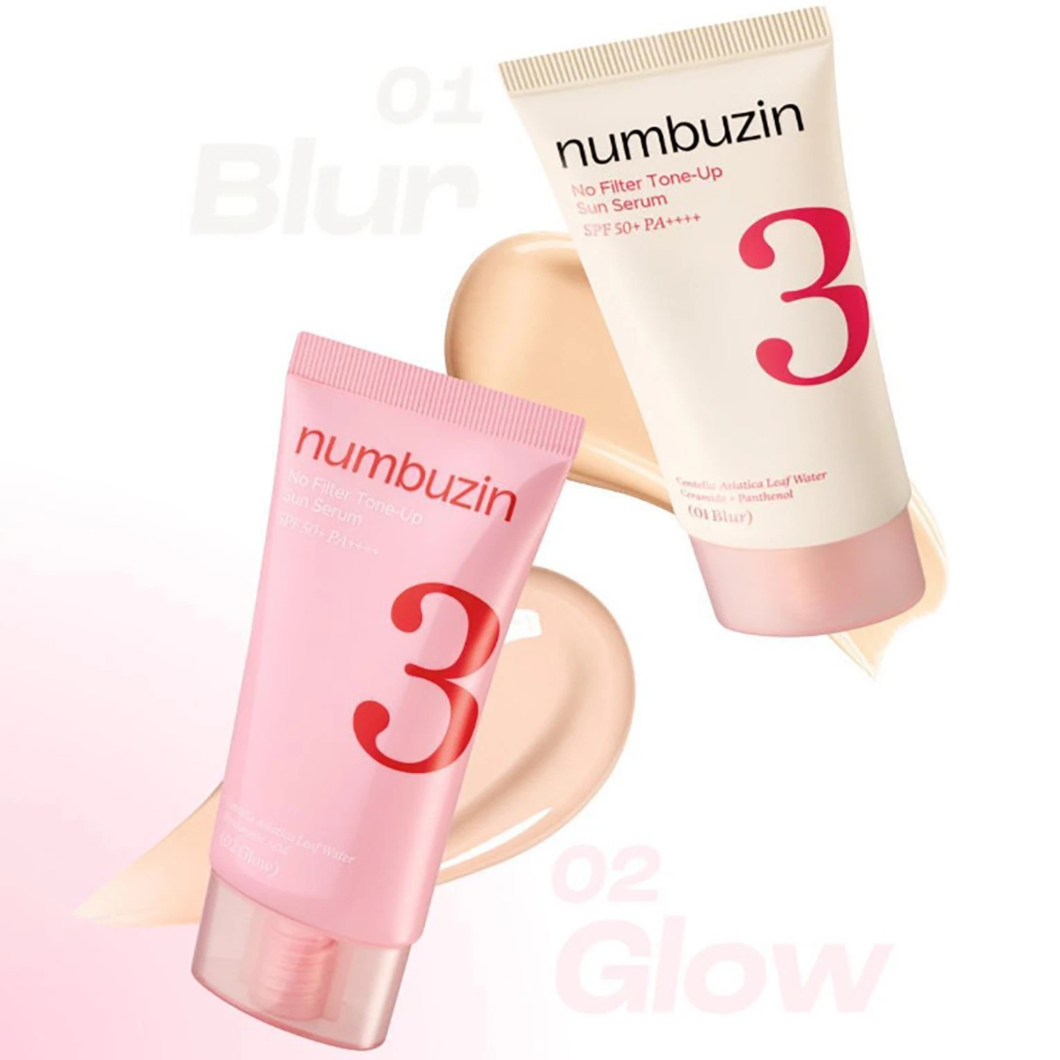 Numbuzin No.3 No Filter Tone-Up Sun Serum 02 Glow SPF50+ PA++++ 50ml - Image 3
